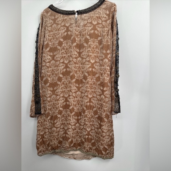 Sundance Champagne Dreams Dress Velvet Burnout Beige Size 8 Silk Rayon - Picture 5 of 5